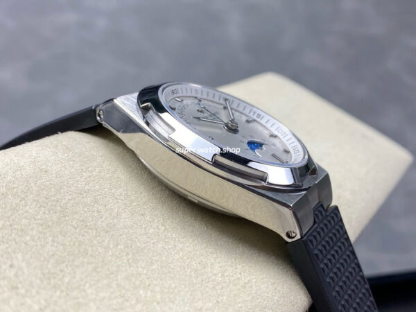 GR Factory Vacheron Constantin Moonphase Retrograde Date Overseas 41mm Steel Black Rubber Strap Silver Dial - Image 5
