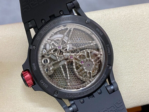 BBR Factory Roger Dubuis Tourbillon Excalibur RDDBEX0644 45mm Titanium Rubber Strap Skeletonized Red Dial - Image 7
