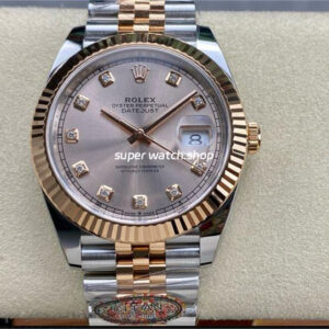 Clean Factory Rolex Datejust 126231 36mm Half Rose Gold Diamond Pink Dial Jubilee