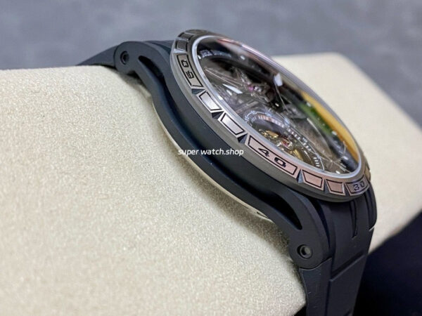 BBR Factory Roger Dubuis Tourbillon Excalibur RDDBEX0815 45mm Titanium Rubber Strap Skeletonized Black Dial - Image 5