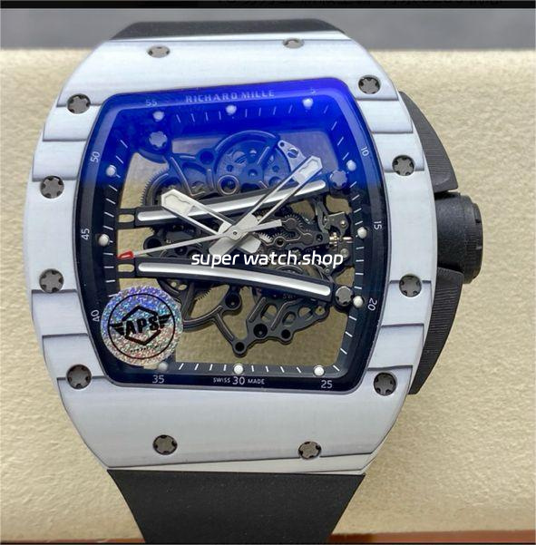 APS Factory Richard Mille RM061 42.7mm Carbon Fiber Rubber Strap Skeletonized Dial