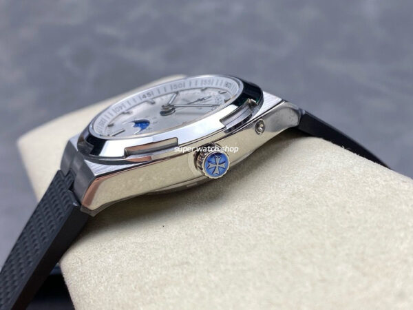 GR Factory Vacheron Constantin Moonphase Retrograde Date Overseas 41mm Steel Black Rubber Strap Silver Dial - Image 6
