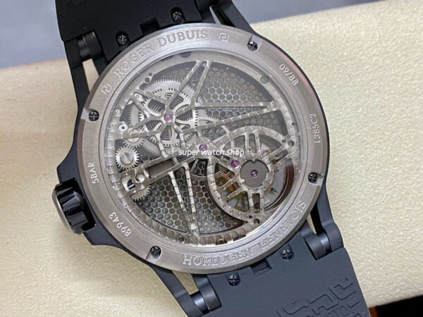 BBR Factory Roger Dubuis Tourbillon Excalibur RDDBEX0815 45mm Titanium Rubber Strap Skeletonized Black Dial - Image 7