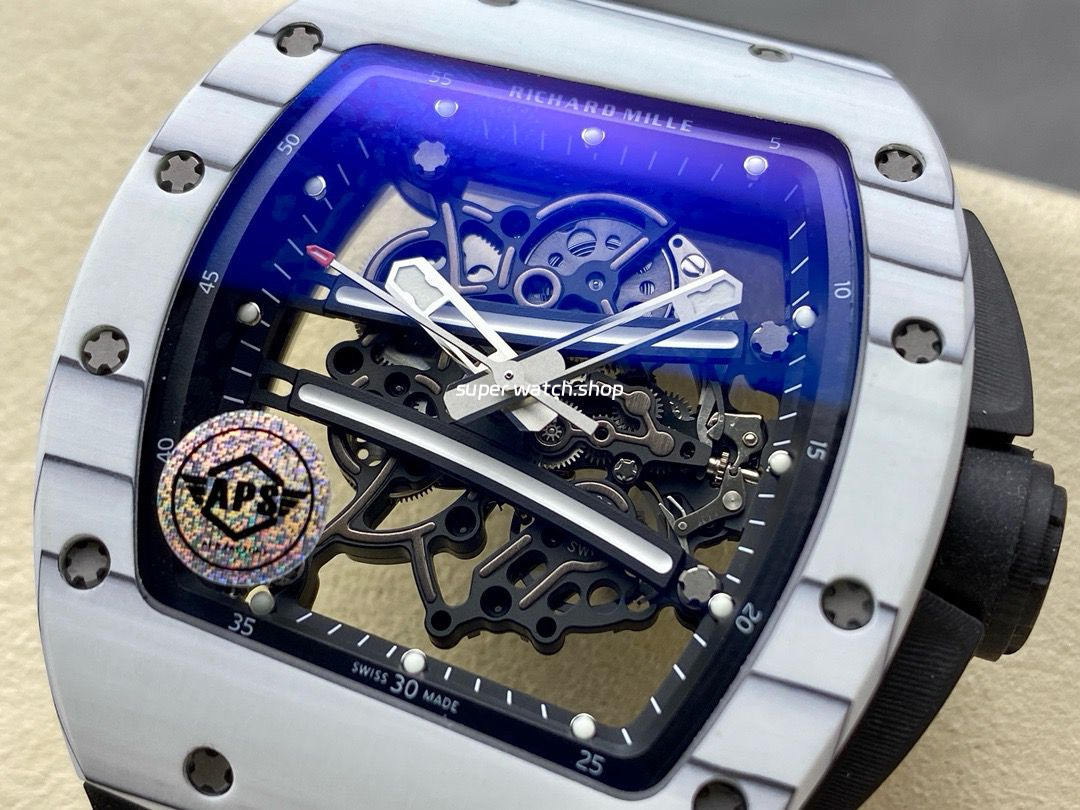 APS Factory Richard Mille RM061 42.7mm Carbon Fiber Rubber Strap Skeletonized Dial - Image 2