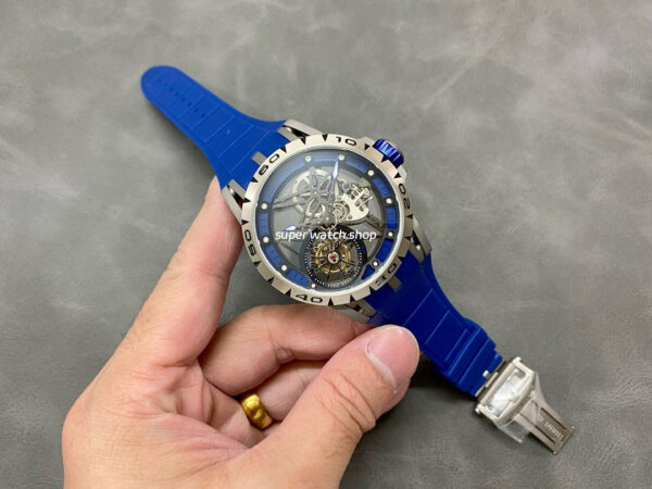 BBR Factory Roger Dubuis Excalibur Spider RDDBEX0479 Tourbillon 45mm Titanium Blue Rubber Strap Blue Dial - Image 4