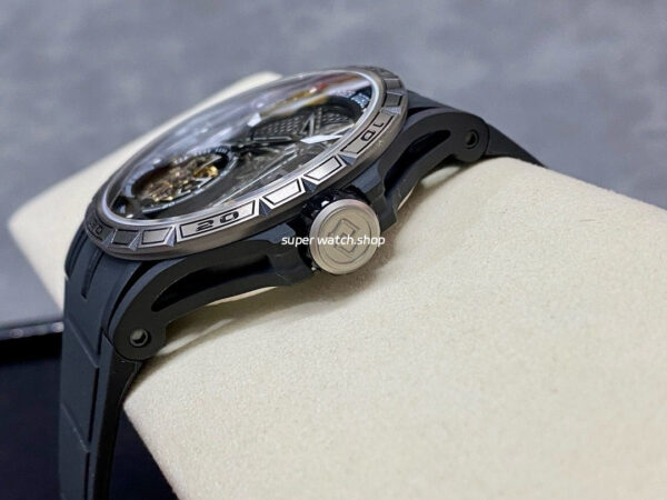BBR Factory Roger Dubuis Tourbillon Excalibur RDDBEX0815 45mm Titanium Rubber Strap Skeletonized Black Dial - Image 6