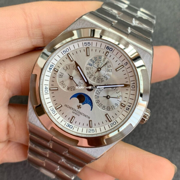 8F Factory Vacheron Constantin Overseas 4300V Perpetual Calendar 41.5mm Full Steel Silver Dial - Image 3