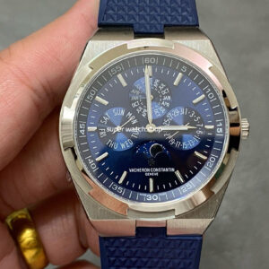 8F Factory Vacheron Constantin Overseas 4300V Perpetual Calendar 4300V-120G-B945 41.5mm Steel Blue Rubber Strap Blue Dial