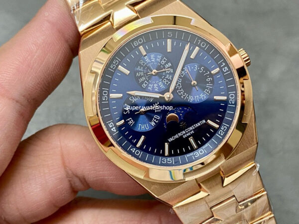 8F Factory Vacheron Constantin Overseas 4300V Perpetual Calendar 4300V/120R-B509 41.5mm Full Rose Gold Blue Dial - Image 2