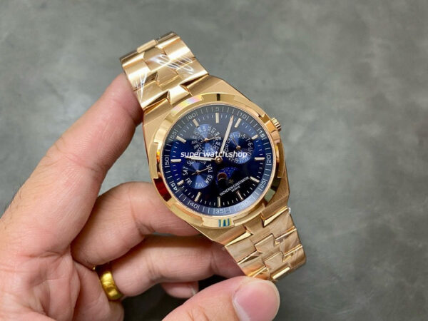 8F Factory Vacheron Constantin Overseas 4300V Perpetual Calendar 4300V/120R-B509 41.5mm Full Rose Gold Blue Dial - Image 4