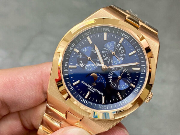 8F Factory Vacheron Constantin Overseas 4300V Perpetual Calendar 4300V/120R-B509 41.5mm Full Rose Gold Blue Dial - Image 3
