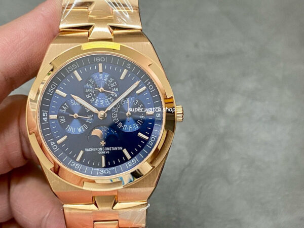 8F Factory Vacheron Constantin Overseas 4300V Perpetual Calendar 4300V/120R-B509 41.5mm Full Rose Gold Blue Dial