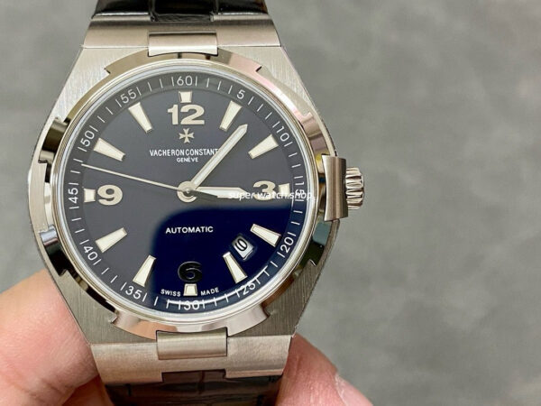 8F Factory Vacheron Constantin Overseas 47040/B01A-9094 41mm Steel Leather Strap Black Arabic numerals Dial
