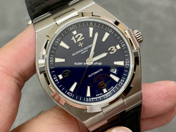 8F Factory Vacheron Constantin Overseas 47040/B01A-9094 41mm Steel Leather Strap Black Arabic numerals Dial - Image 2