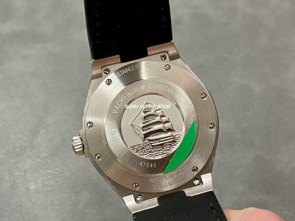 8F Factory Vacheron Constantin Overseas 47040/B01A-9094 41mm Steel Leather Strap Black Arabic numerals Dial - Image 7