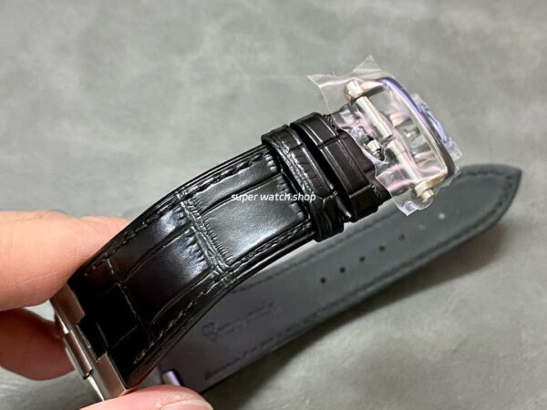 8F Factory Vacheron Constantin Overseas 47040/B01A-9094 41mm Steel Leather Strap Black Arabic numerals Dial - Image 8