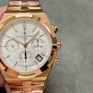 8F Factory Vacheron Constantin Overseas Chronograph 5500V/000R-B074 42.5mm Full Rose Gold Silver Dial