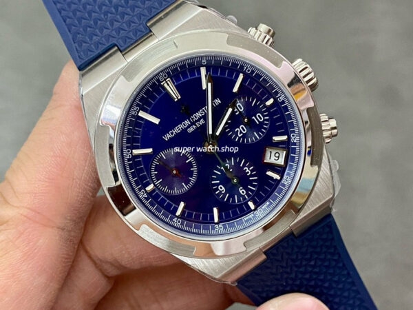 8F Factory Vacheron Constantin Overseas Chronograph 5500V/110A-B148 42.5mm Steel Rubber Strap Blue Dial - Image 2