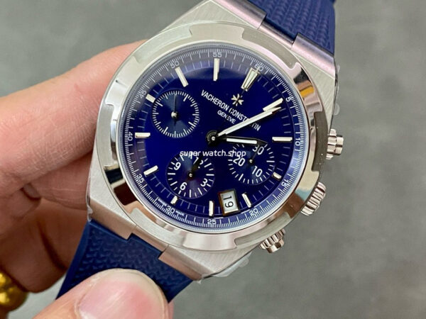 8F Factory Vacheron Constantin Overseas Chronograph 5500V/110A-B148 42.5mm Steel Rubber Strap Blue Dial - Image 3