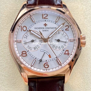 AI Factory Vacheron Constantin Fiftysix 4400E/000R-B436 40mm Rose Gold Leather Strap Arabic Numerals Silver Dial