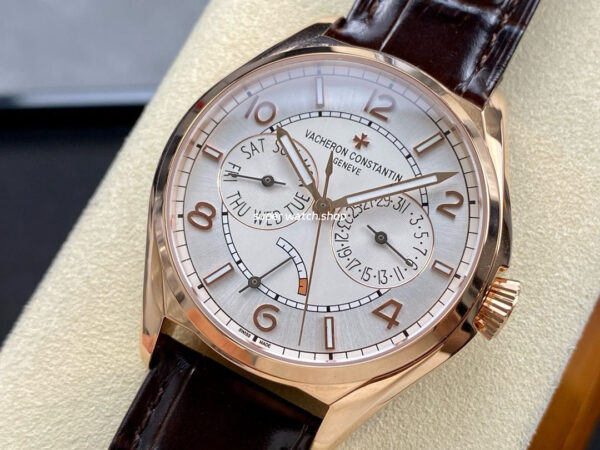 AI Factory Vacheron Constantin Fiftysix 4400E/000R-B436 40mm Rose Gold Leather Strap Arabic Numerals Silver Dial - Image 3