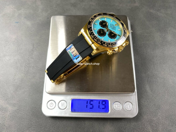 APS Factory Counterweight Rolex Daytona 126518LN Yellow Gold Oysterflex Tiffany Blue Dial - Image 11