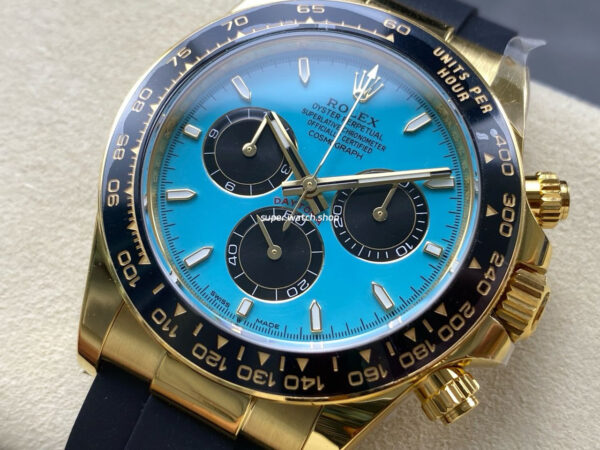 APS Factory Counterweight Rolex Daytona 126518LN Yellow Gold Oysterflex Tiffany Blue Dial - Image 3
