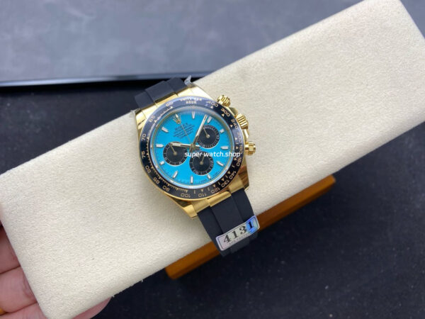 APS Factory Counterweight Rolex Daytona 126518LN Yellow Gold Oysterflex Tiffany Blue Dial - Image 4