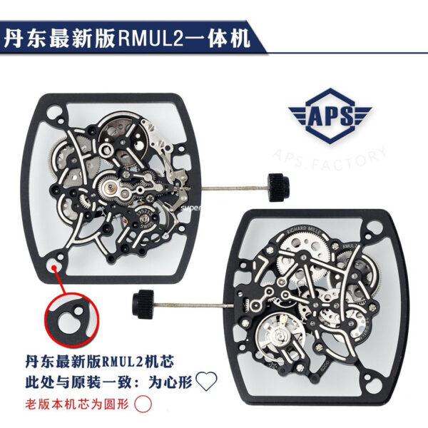 APS Factory Richard Mille RM 055 42.7mm Carbon Fiber Rubber Strap Skeletonized Red Subtitles On White Background Dial - Image 15