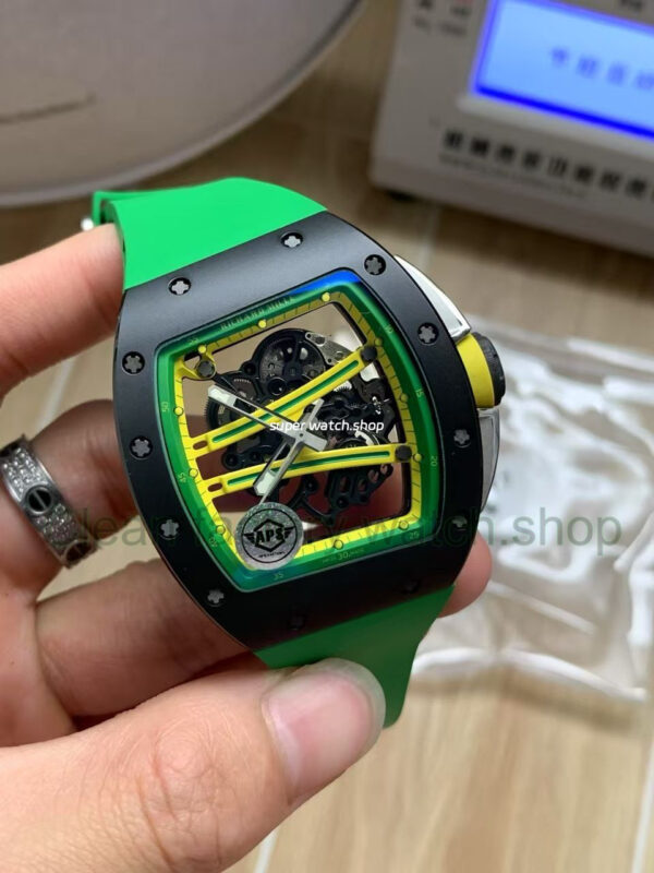 APS Factory Richard Mille RM 061-01 Green Rubber Strap Yohan Blake Skeletonized Green Dial - Image 2