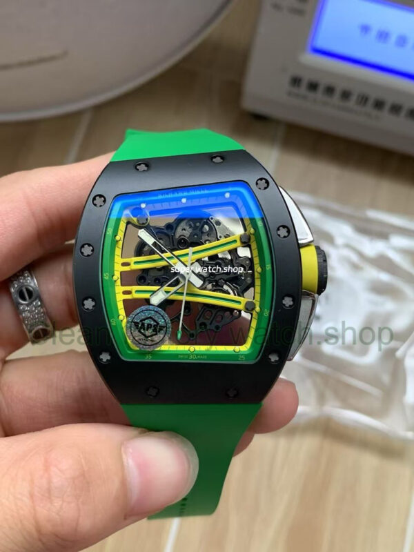 APS Factory Richard Mille RM 061-01 Green Rubber Strap Yohan Blake Skeletonized Green Dial