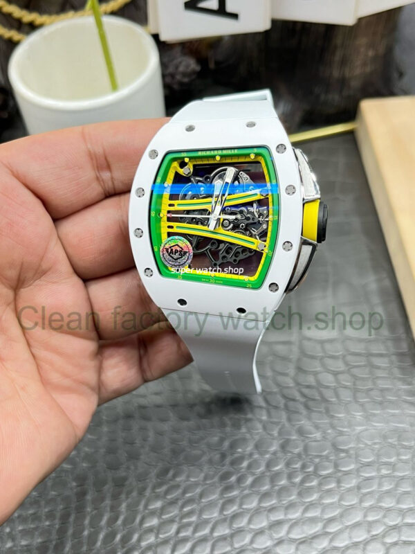 APS Factory Richard Mille RM 061-01 White Ceramic Yohan Blake Skeletonized Green Dial - Image 3