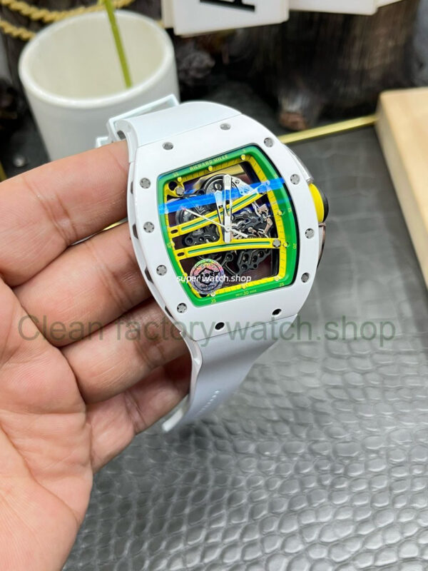 APS Factory Richard Mille RM 061-01 White Ceramic Yohan Blake Skeletonized Green Dial - Image 5