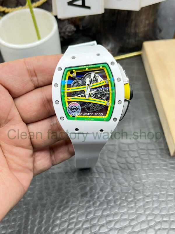 APS Factory Richard Mille RM 061-01 White Ceramic Yohan Blake Skeletonized Green Dial