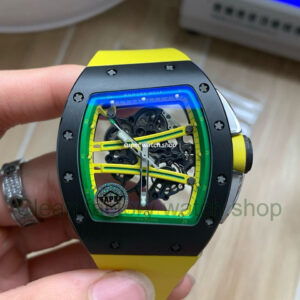 APS Factory Richard Mille RM 061-01 Yellow Rubber Strap Yohan Blake Skeletonized Green Dial