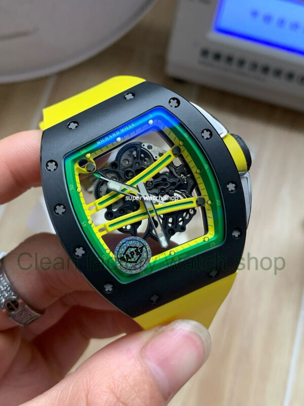 APS Factory Richard Mille RM 061-01 Yellow Rubber Strap Yohan Blake Skeletonized Green Dial - Image 3