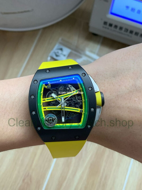 APS Factory Richard Mille RM 061-01 Yellow Rubber Strap Yohan Blake Skeletonized Green Dial - Image 2