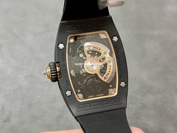 BBA Factory Richard Mille RM07 31.4mm Titanium&Carbon Fiber Black Rubber Strap Skeletonized Black Dial - Image 7