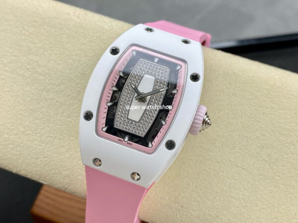 BBA Factory Richard Mille RM07 31.4mm Titanium&Carbon Fiber Pink Rubber Strap Skeletonized Pink Dial - Image 3