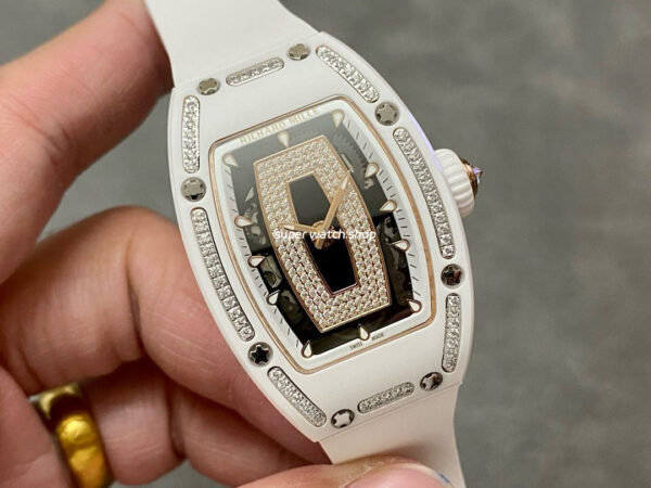 BBA Factory Richard Mille RM07 31.4mm Titanium&Carbon Fiber White Rubber Strap Skeletonized Black Dial - Image 2