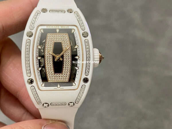 BBA Factory Richard Mille RM07 31.4mm Titanium&Carbon Fiber White Rubber Strap Skeletonized Black Dial