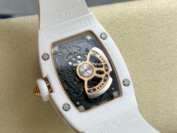 BBA Factory Richard Mille RM07 31.4mm Titanium&Carbon Fiber White Rubber Strap Skeletonized Black Dial - Image 7
