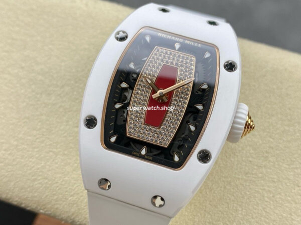 BBA Factory Richard Mille RM07 31.4mm Titanium&Carbon Fiber White Rubber Strap Skeletonized Black Dial - Image 3