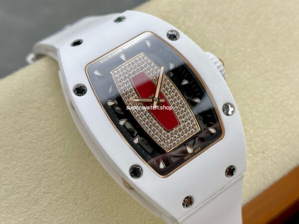 BBA Factory Richard Mille RM07 31.4mm Titanium&Carbon Fiber White Rubber Strap Skeletonized Black Dial - Image 2