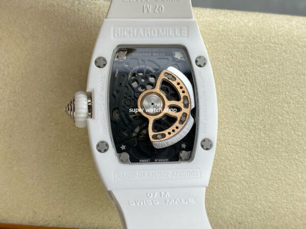 BBA Factory Richard Mille RM07 31.4mm Titanium&Carbon Fiber White Rubber Strap Skeletonized Blue Dial - Image 7