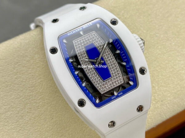 BBA Factory Richard Mille RM07 31.4mm Titanium&Carbon Fiber White Rubber Strap Skeletonized Blue Dial - Image 2