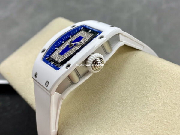 BBA Factory Richard Mille RM07 31.4mm Titanium&Carbon Fiber White Rubber Strap Skeletonized Blue Dial - Image 6