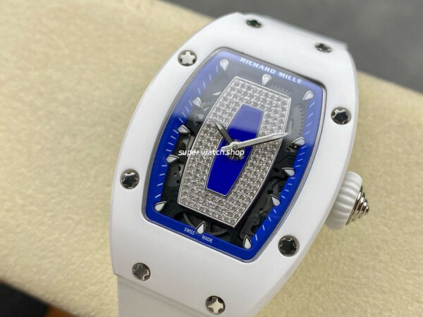 BBA Factory Richard Mille RM07 31.4mm Titanium&Carbon Fiber White Rubber Strap Skeletonized Blue Dial - Image 3