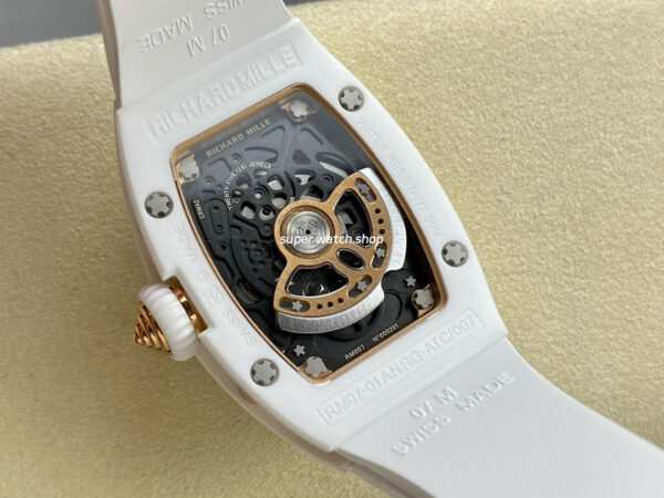 BBA Factory Richard Mille RM07 31.4mm Titanium&Carbon Fiber White Rubber Strap Skeletonized Dial - Image 7