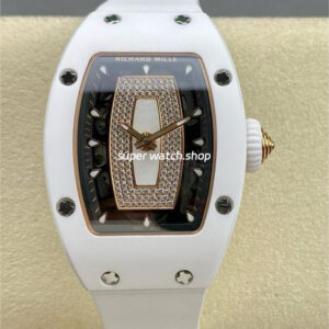 BBA Factory Richard Mille RM07 31.4mm Titanium&Carbon Fiber White Rubber Strap Skeletonized Dial